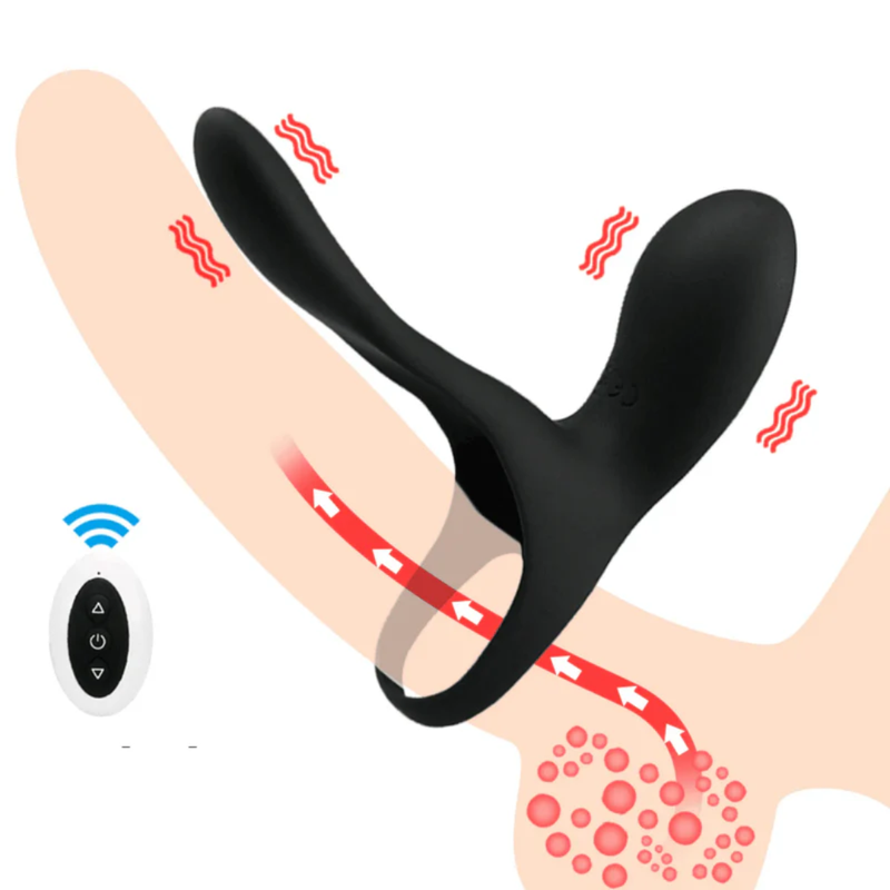 Anel Peniano com Vibro e Controle - Vibrador de Silicone Macio - Kaifutong