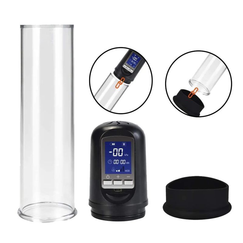 Bomba Peniana Elétrica com LCD e Modo Duplo - Extensor Automático Recarregável