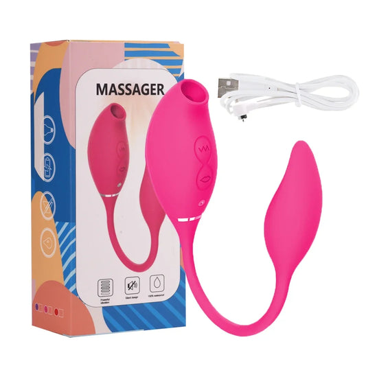 Vibrador com Sugador de Clitóris - Estimulador 2 em 1 Ponto G e Anal