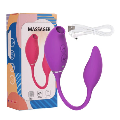 Vibrador com Sugador de Clitóris - Estimulador 2 em 1 Ponto G e Anal