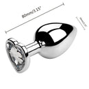 Plug Anal com Joia - Estimulador em Metal com Diamante para Iniciantes 3 Tamanhos