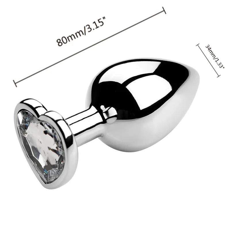 Plug Anal com Joia - Estimulador em Metal com Diamante para Iniciantes 3 Tamanhos