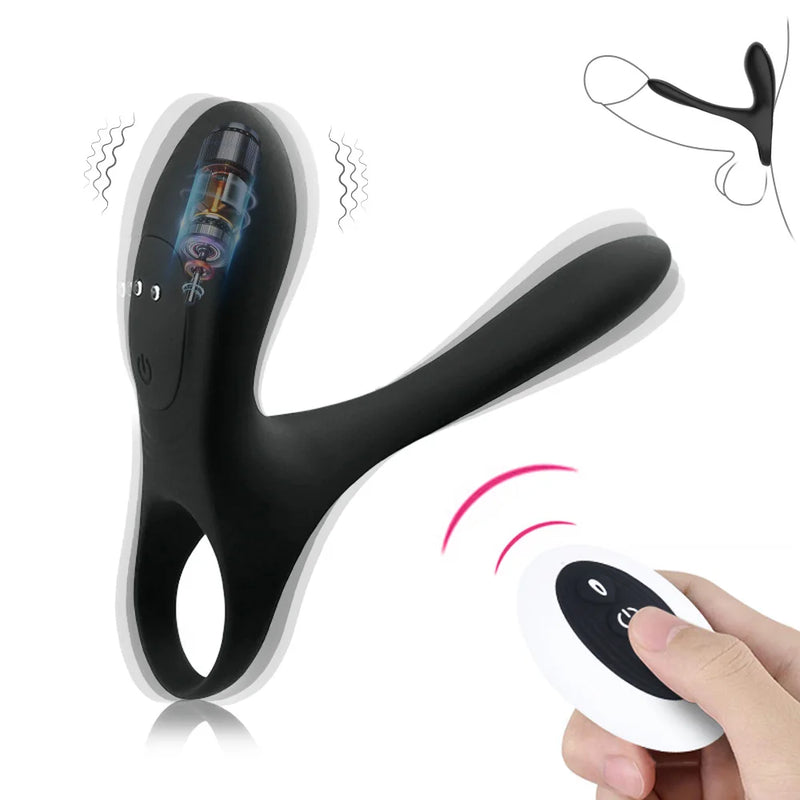 Anel Peniano com Vibro e Controle - Vibrador de Silicone Macio - Kaifutong