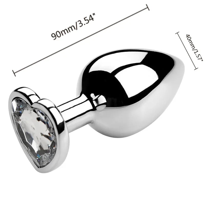 Plug Anal com Joia - Estimulador em Metal com Diamante para Iniciantes 3 Tamanhos