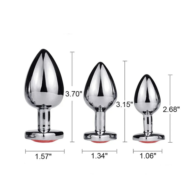 Plug Anal com Joia - Estimulador em Metal com Diamante para Iniciantes 3 Tamanhos