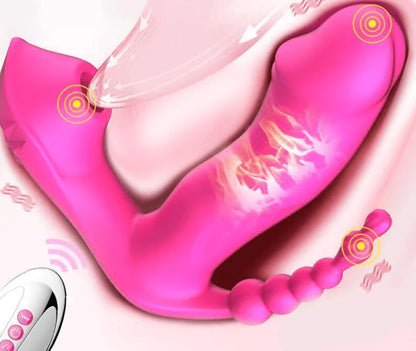 Sugador de Clitóris e Vibrador Anal - Estimulador Ponto G 3 em 1